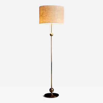 Brass Floor Lamp with Round Brass Base