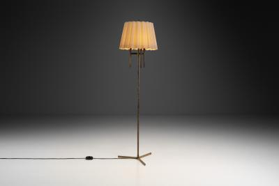 Brass Floor Lamp with Tripod Base Denmark ca 1950s