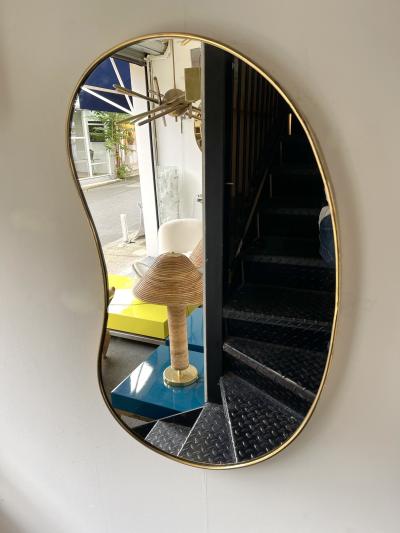 Brass Free Form Haricot Mirror Italy 1950s
