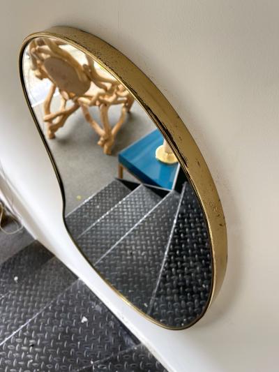Brass Free Form Haricot Mirror Italy 1950s