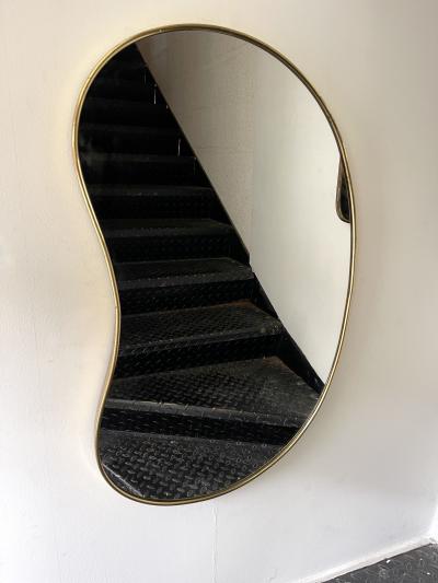 Brass Free Form Haricot Mirror Italy 1950s
