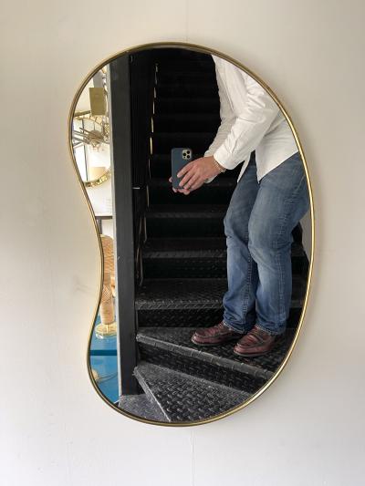 Brass Free Form Haricot Mirror Italy 1950s