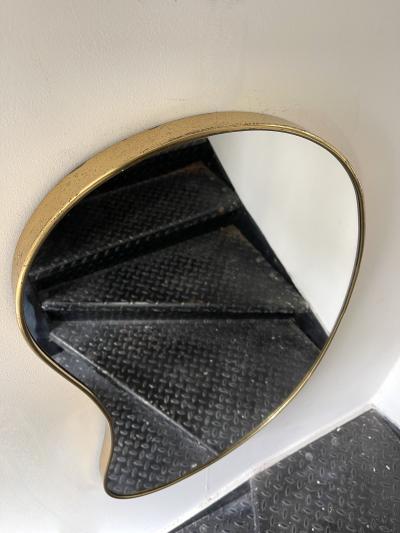 Brass Free Form Haricot Mirror Italy 1950s