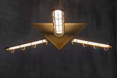 Brass Geometric Pendant Lights Europe Late 1980s
