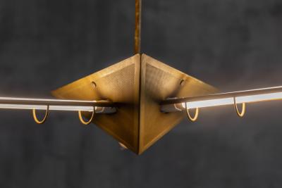 Brass Geometric Pendant Lights Europe Late 1980s