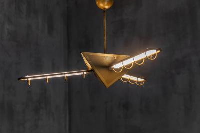 Brass Geometric Pendant Lights Europe Late 1980s