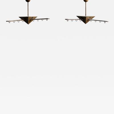 Brass Geometric Pendant Lights Europe Late 1980s