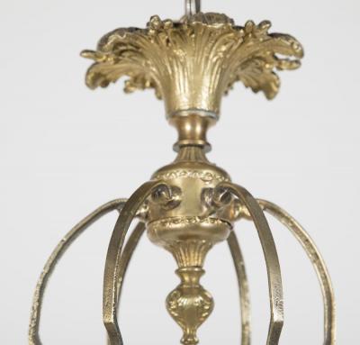 Brass Hexagonal Three Light Lantern with Putti