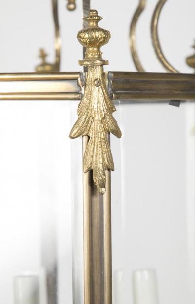 Brass Hexagonal Three Light Lantern with Putti