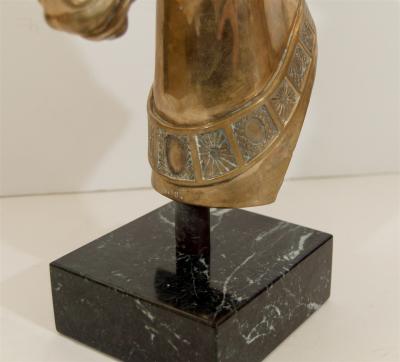 Brass Horse Head Sculpture on Marble Base