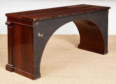 Brass Inlaid Arched Rosewood Console Table