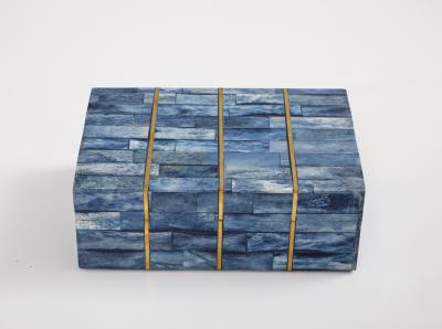 Brass Inlay Blue Dyed Bone Box