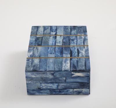 Brass Inlay Blue Dyed Bone Box