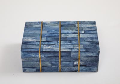 Brass Inlay Blue Dyed Bone Box