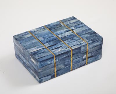 Brass Inlay Blue Dyed Bone Box