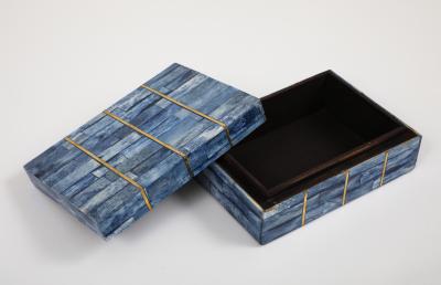 Brass Inlay Blue Dyed Bone Box