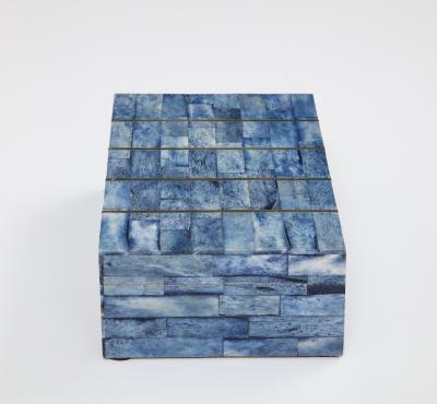 Brass Inlay Stripe Blue Bone Box