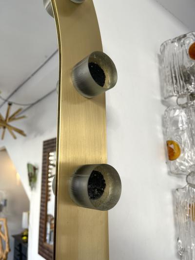 Brass Mirror Glass Cabochon Decor Italy 1990s