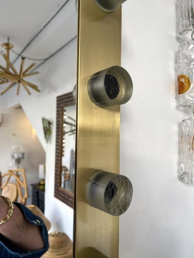 Brass Mirror Glass Cabochon Decor Italy 1990s