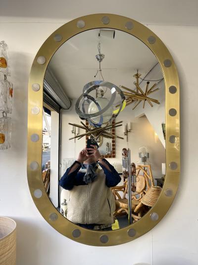 Brass Mirror Silver Metal Decor Italy 1990s