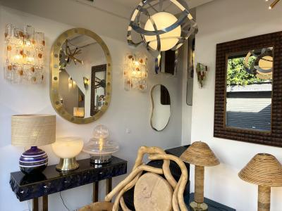 Brass Mirror Silver Metal Decor Italy 1990s