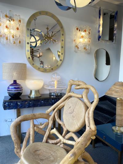 Brass Mirror Silver Metal Decor Italy 1990s