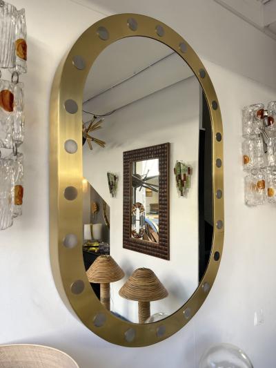 Brass Mirror Silver Metal Decor Italy 1990s