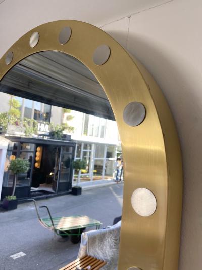 Brass Mirror Silver Metal Decor Italy 1990s