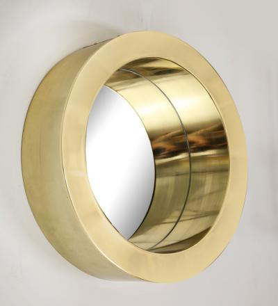 Brass Modernist Circular Mirror