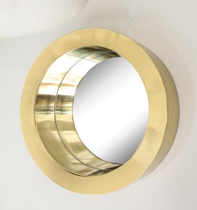 Brass Modernist Circular Mirror