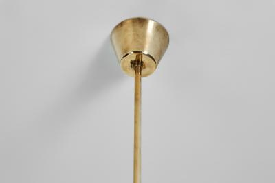 Brass Pendant Lamp with Textured Opal Glass Shade Europe Mid 20th Century