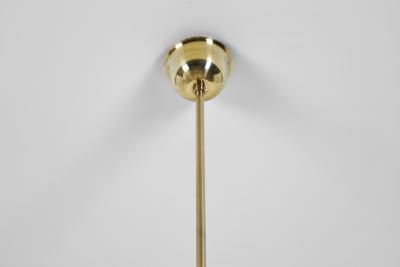 Brass Pendant Light with Etched Glass Shade Europe Mid 20th Century