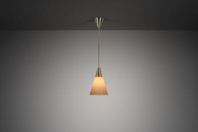 Brass Pendant Light with Opal Glass Shade Europe 1960s