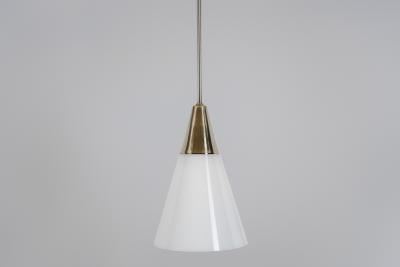 Brass Pendant Light with Opal Glass Shade Europe 1960s