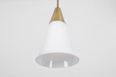 Brass Pendant Light with Opal Glass Shade Europe 1960s