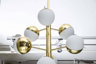 Brass Pendants with Half Glass Globes