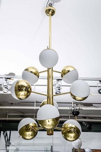 Brass Pendants with Half Glass Globes