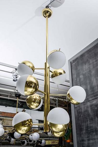 Brass Pendants with Half Glass Globes