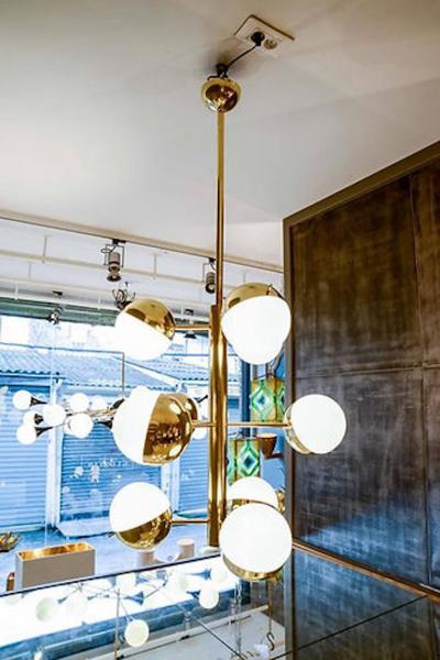 Brass Pendants with Half Glass Globes