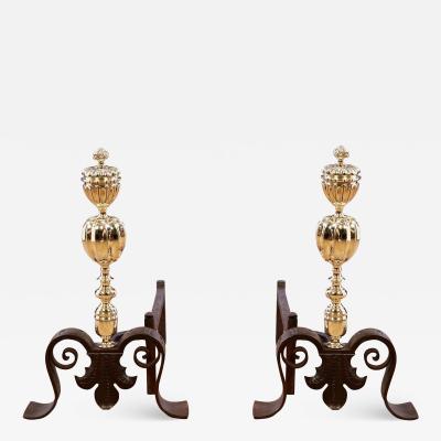 Brass Pomegranate Andirons