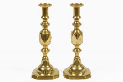 Brass Queen of Diamonds Candlesticks A Pair