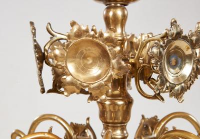 Brass Six Light Chandelier