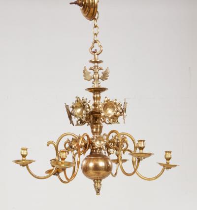 Brass Six Light Chandelier