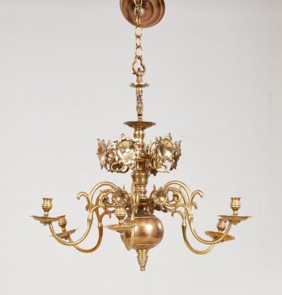Brass Six Light Chandelier