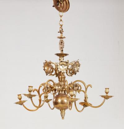 Brass Six Light Chandelier