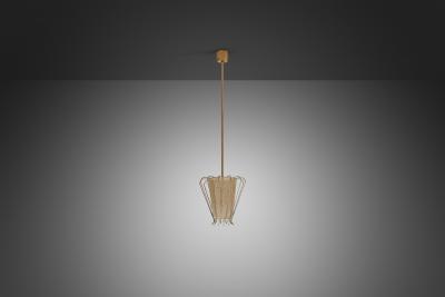 Brass Structured Hanging Lamp with Organic Lacing Sweden 1960s