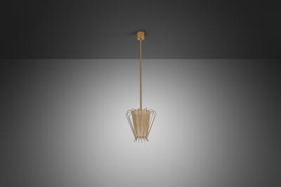 Brass Structured Hanging Lamp with Organic Lacing Sweden 1960s