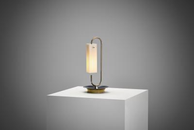Brass Table Lamp with Opal Glass Shade Europe 20th Century