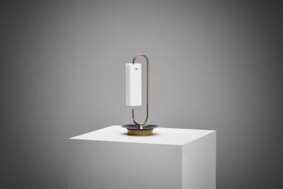 Brass Table Lamp with Opal Glass Shade Europe 20th Century