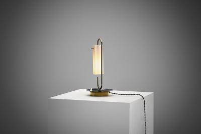 Brass Table Lamp with Opal Glass Shade Europe 20th Century